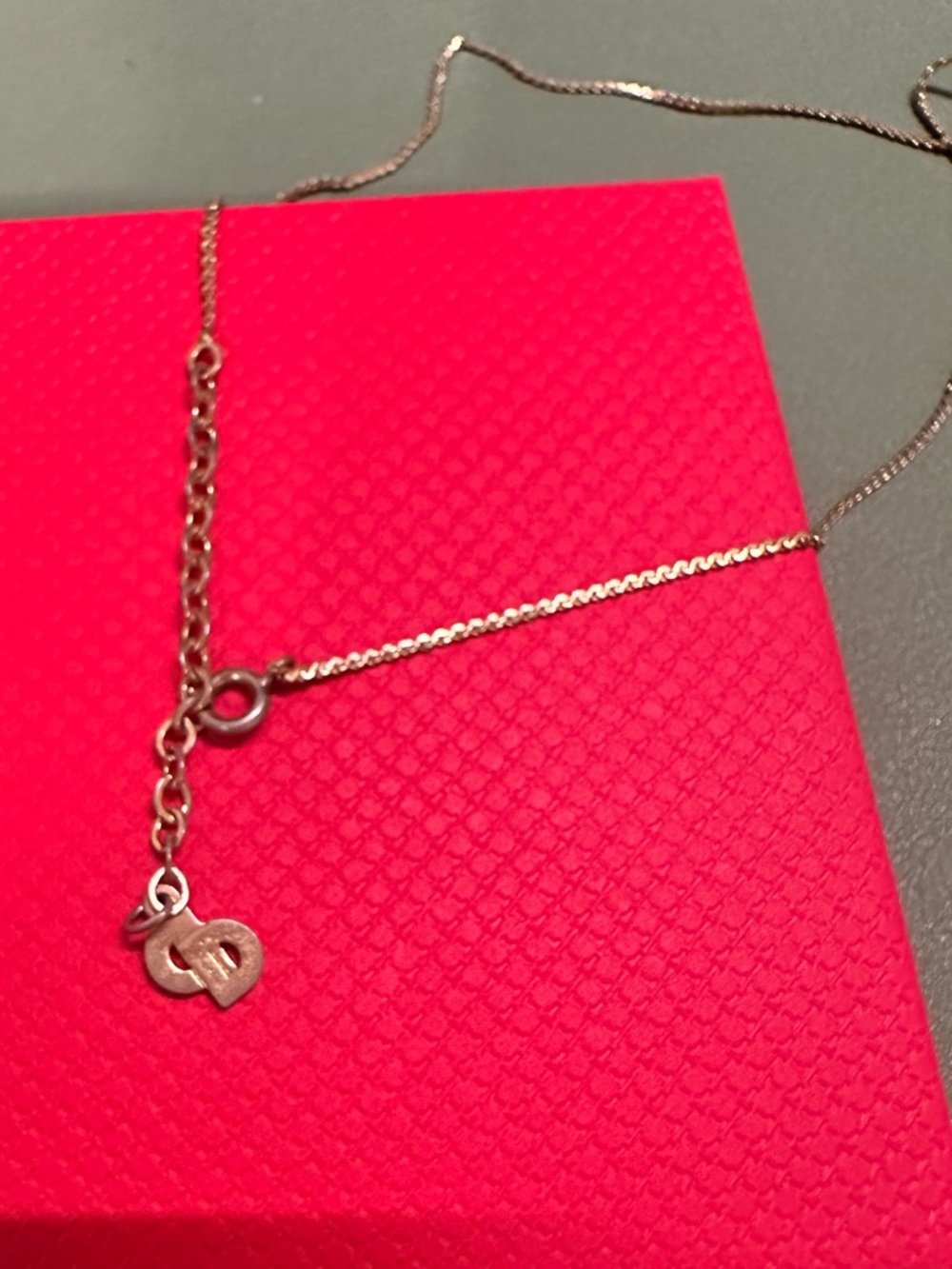 AUTHENTIC Christian Dior Gold Rhinestone Heart Necklace - Picture 3 of 5